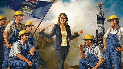 Danielle Smith with workers