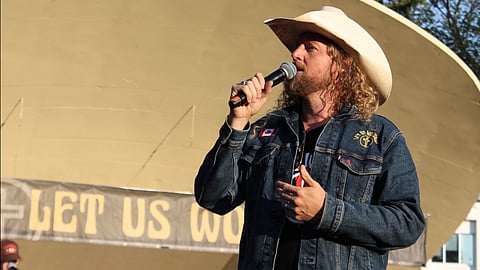 Sean Feucht in Edmonton on Aug. 22. 