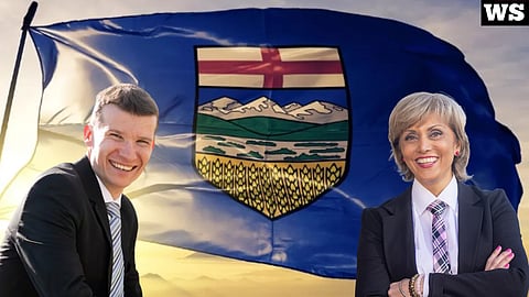 Jeromy Farkas (left) and Calgary Mayor Jyoti Gondek (right).