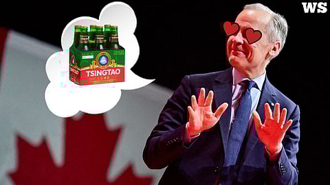 Tsingtao beer, Mark Carney w/heart eyes