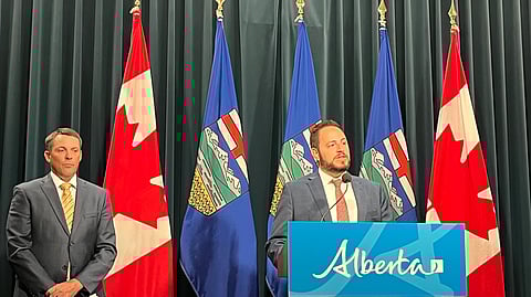 President of Treasury Board and Minister of Finance Nate Horner and Minister of Education and Childcare Demetrios Nicolaides provide an update on bargaining negotiations with the Alberta Teachers’ Association
