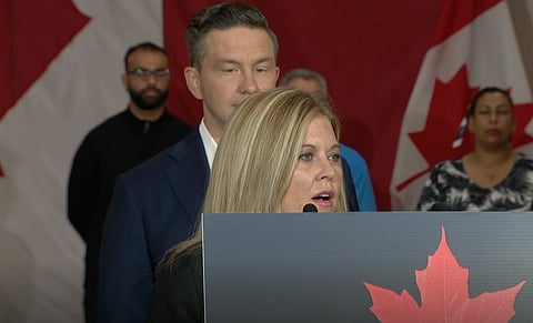 Rempel Garner and Poilievre speak to reporters in Mississauga ON.