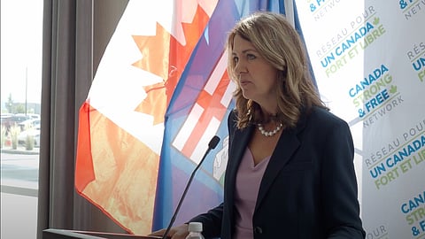 Premier Danielle Smith and the Canada Strong and Free conference in Calgary on Sept. 6. 