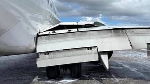 Damage to WestJet 2276's wing