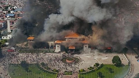 Nepalese Parliament in flames 