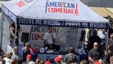Charlie Kirk seconds before being shot in Utah