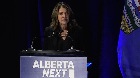 Premier Danielle Smith at the Alberta Next panel in Lethbridge on Sept. 11. 