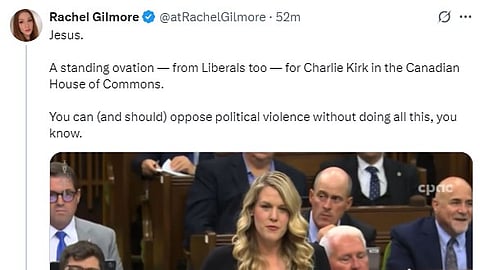 Rachel Gilmore took to X to criticize Conservative MP Rachel Thomas's tribute to Charlie Kirk