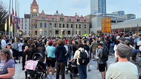 The vigil at Calgary city hall drew a huge amount of people