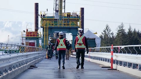 Workers at a Canadian LNG terminal