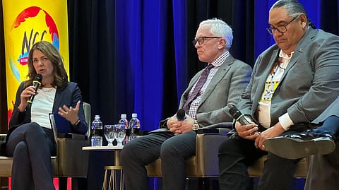 Premier Danielle Smith at the NCC Natural Resources Summit in Calgary on Sept. 19. 