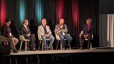 Reclaiming Canada Conference Alberta sovereignty panel with facilitator Clyde Nichols, Dr. Denis Modry, Cory Morgan, Mitch Sylvestre, Bruce Pardy