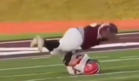 WATCH: High school football player severely injured after being pancaked by huge opponent