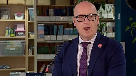 Alberta Teachers' Association president Jason Schilling at a press conference in Edmonton on Monday. 