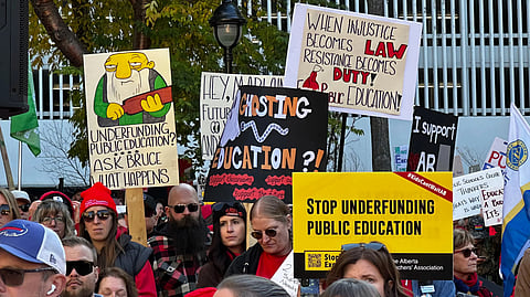 The Alberta teachers rally in Calgary on October 5