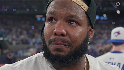 Vladimir Guerrero Jr. crying after reaching the World Series