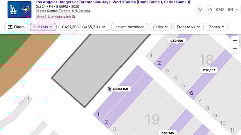 Game 1 tickets with one seat going for over 20,000$