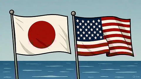 Japan and US Flag