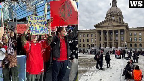 Student walkout, Edmonton AB Legislature, Calgary City Hall