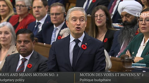 Finance Minister François Philippe champagne delivering an address on the fall budget