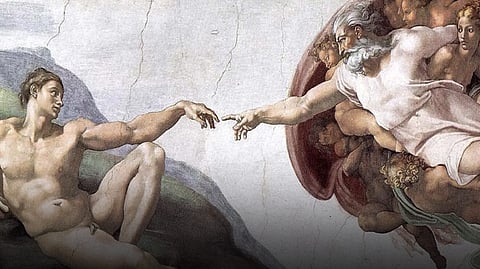 Detail from the ceiling of the Sistine Chapel, Rome