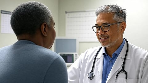 A family doctor takes a patient history