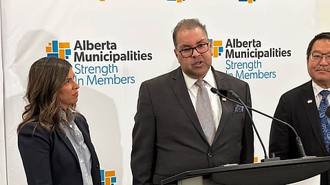 Alberta NDP leader Naheed Nenshi at the Alberta Municipalities Convention on Nov. 14. 