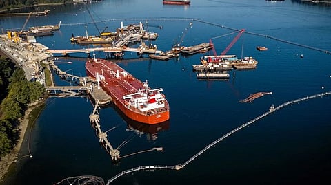 Tanker being loaded at Trans Mountain’s Westridge Marine Terminal in Burnaby, BC.