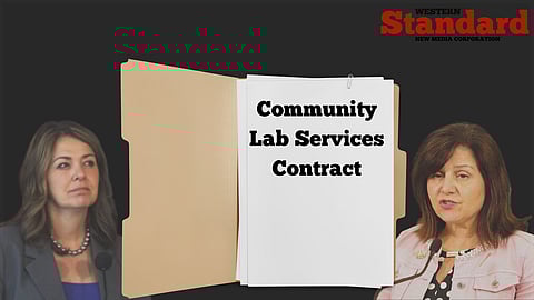 Danielle Smith and Adriana LaGrange behind AHS's lab services contract.