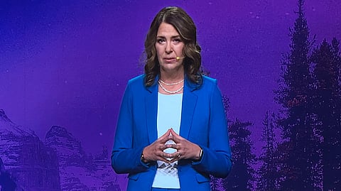 Alberta Premier Danielle Smith at the UCP AGM in Edmonton on Nov. 29. 