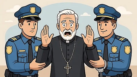 Priest being arrested