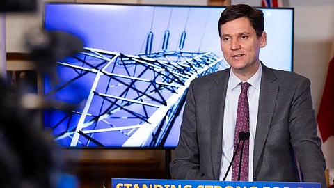 BC Premier David Eby announces legislation for a new North West Transmission Line, Nov. 17, 2025. The province didn't need a law to build a new power line; the legislation gives cabinet control over who gets electricity. 