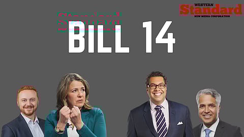 Danielle Smith, Mickey Amery, Naheed Nenshi, and Irfan Sabir placed under Bill 14.