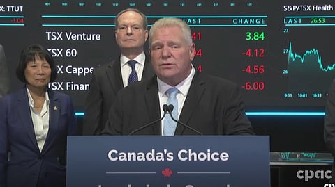 Olivia Chow (Left) Peter Bethenflavy (Centre left) Doug Ford (Centre Right) 