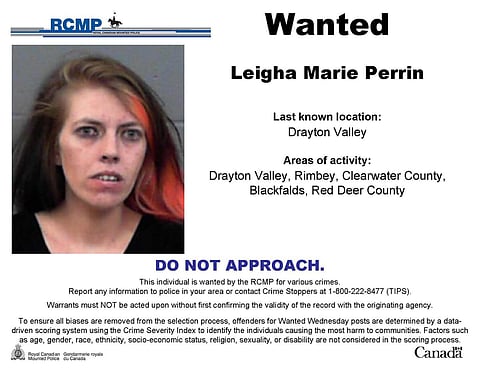 A wanted poster of Leigha Marie Perrin.