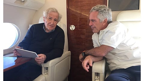 Noam Chomsky (left) and Jeffrey Epstein. 
