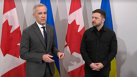 Prime Minister Mark Carney with Ukrainian President Volodymyr Zelenskyy in Halifax. 