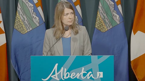 Premier Danielle Smith at a press conference on Jan. 2. 