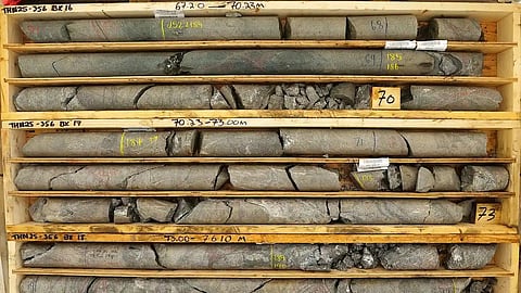 Core samples from Brixton Metals’ Thorn project in northwest BC show significant gold, silver, copper, and other metals present. The company has spent more than $70 million to explore and develop the project.