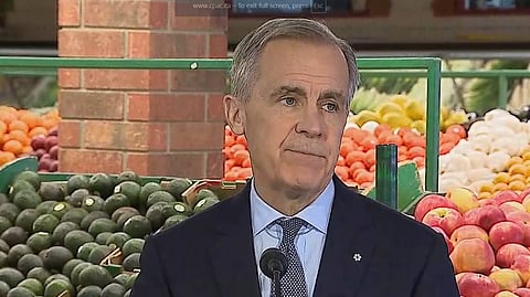 Mark Carney speaking at a grocery store in Ottawa
