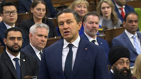 Poilievre speaking in the House of Commons on Tuesday