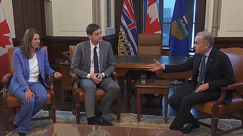Premier Danielle Smith, Premier David Eby, and Prime Minister Mark Carney