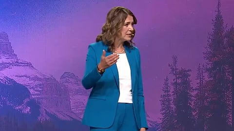 Alberta Premier Danielle Smith gives her keynote address at the 2025 UCP AGM