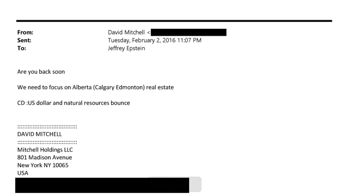 Calgary and Edmonton mentioned repeatedly in Epstein files