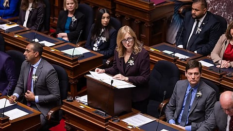Budget day blues: Finance Minister Brenda Bailey presents a grim picture of the province’s finances, despite tax increases, in her budget speech at the BC legislature, February 17, 2026.