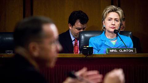 Hillary Clinton at a 2007 confirmation hearing with the Senate Armed Services Committee 