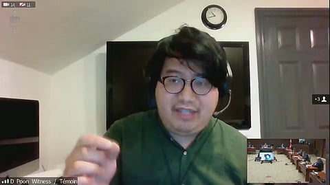 Poon testifying to a HoC comittee