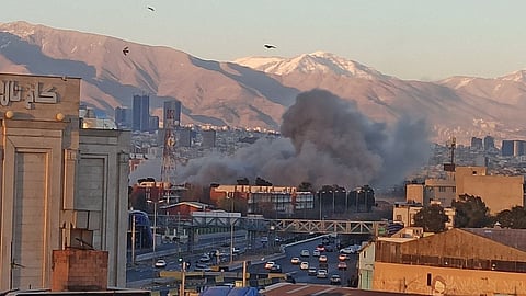 Smoke from a missile strike at Tehran's Mehrabad International Airport