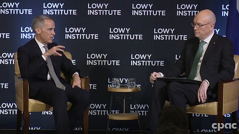 In Sydney, Australia, Prime Minister Mark Carney speaks with Michael Fullilove, the executive director of the Lowy Institute, an Australian think tank