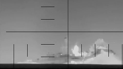 Iranian frigate IRIS Dena being hit by an American torpedo off the coast of Sri Lanka